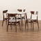 Baxton Studio Paras Mid-Century Transitional Light Beige Fabric and Walnut Brown Finished Wood 5-PC Dining Set 178-10809-11082-Zoro - alternate 5